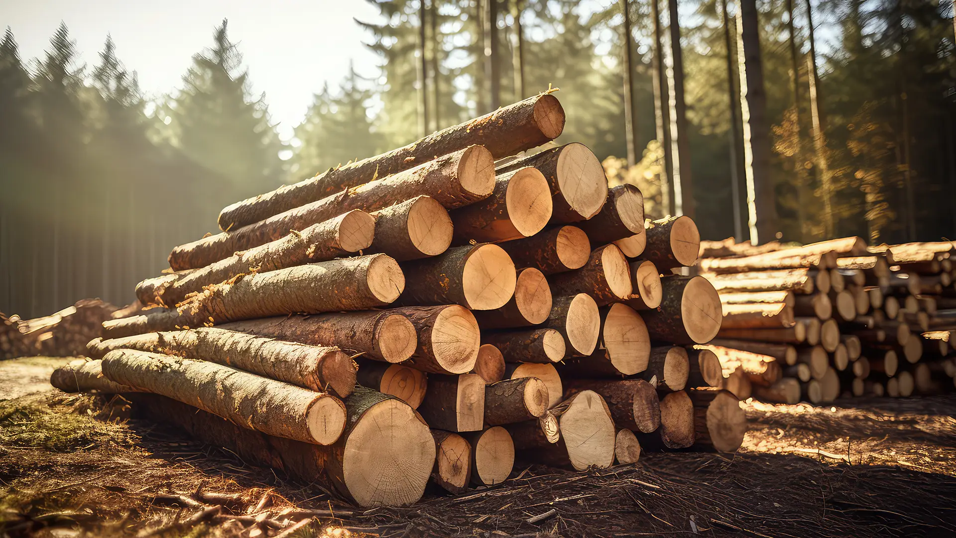 Bild von Stammholz-Poltern im Wald